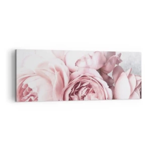 Impression sur toile - Image sur toile - Pivoines roses dans une lumière douce sur un fond clair - 140x50cm - Pour les romantiques - Décoration murale moderne pour le salon et la chambre ARTTOR