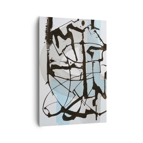Impression sur toile - Image sur toile - Lignes et formes abstraites en bleu et noir - 70x100cm - Bleu malgré tout - Décoration murale moderne pour le salon et la chambre ARTTOR