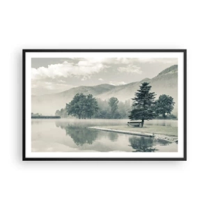 Affiche dans un cadre noir - Poster - Le lac dort encore - 91x61 cm