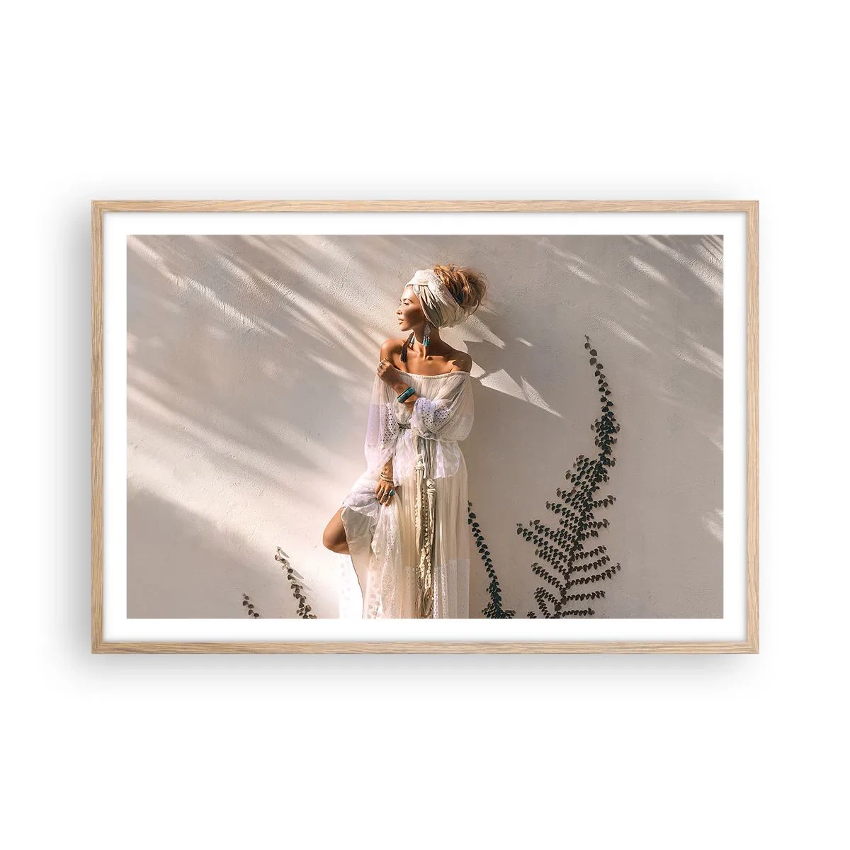 Affiche dans un chêne clair - Poster - Le soleil et la fille - 91x61 cm