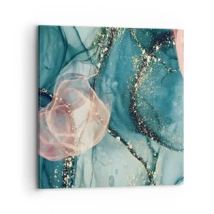 Impression sur toile - Image sur toile - Soie bleu, tulle rose - 70x70 cm