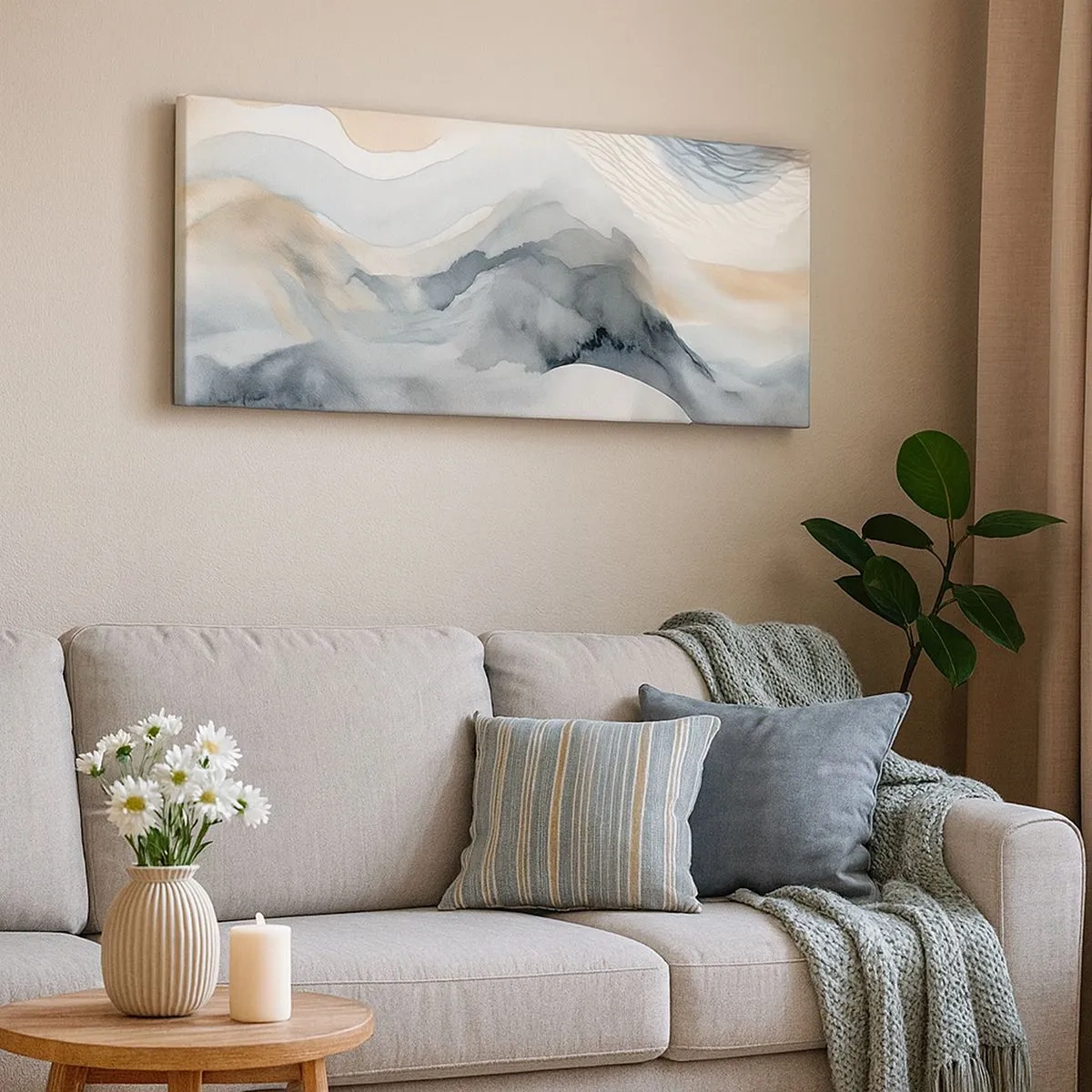 Impression sur toile - Image sur toile - Abstraction enneigée et brumeuse - 100x40 cm