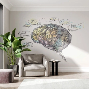 Papier Peint Autocollant Deluxe Sticker - L'homme - un grand mystère - Abstraction, Cerveau, Graphique - 100x70 cm