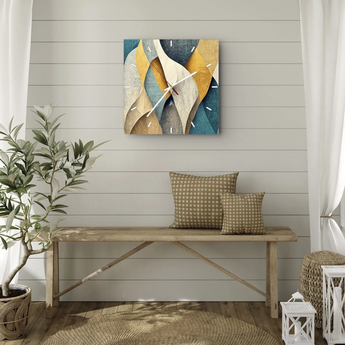 Horloge murale - Pendule murale - Rythme et vague - 40x40 cm