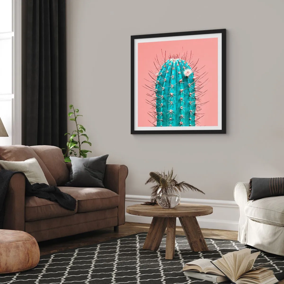 Affiche dans un cadre noir - Poster - Juste regarde - 60x60 cm