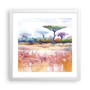 Affiche dans un cadre blanc - Poster - Couleurs de savane - 40x40 cm
