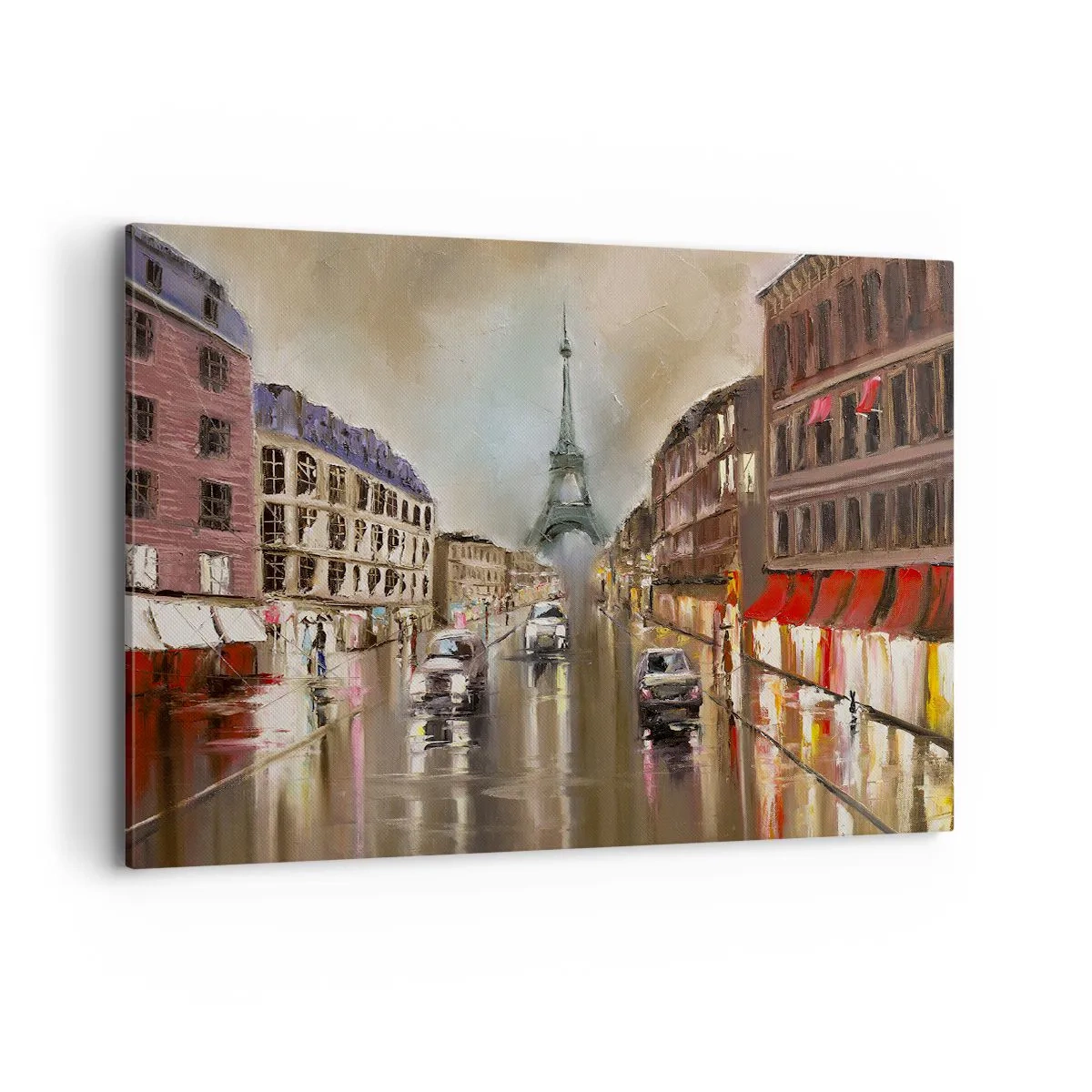 Impression sur toile - Image sur toile - Paysage urbain nocturne de Paris avec vue sur la Tour Eiffel - 120x80cm - Elle seule compte - Décoration murale moderne pour le salon et la chambre ARTTOR