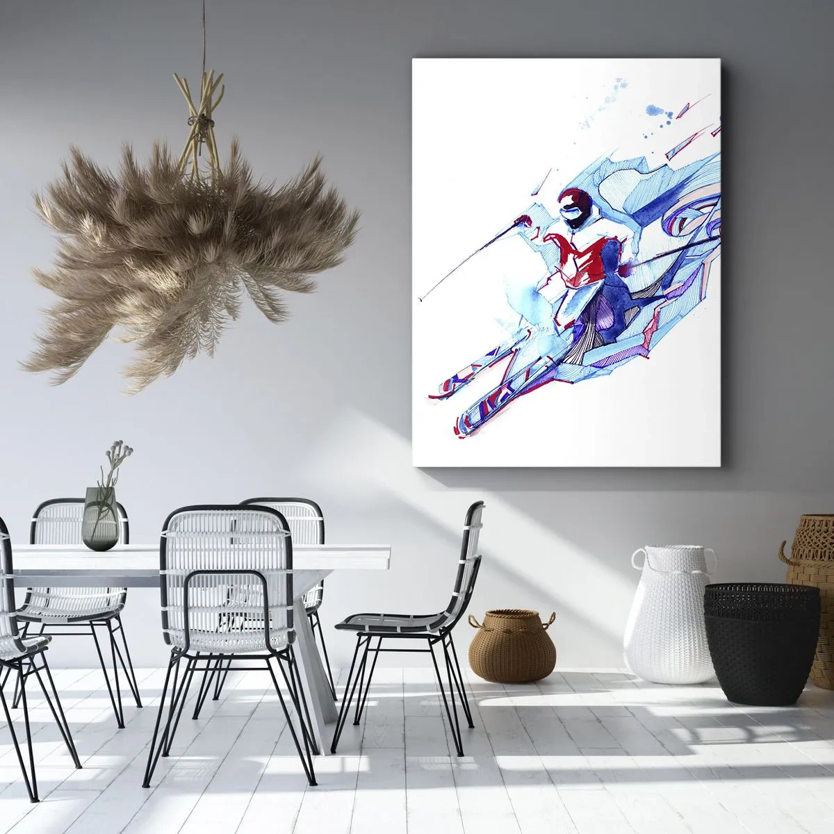 Impression sur toile - Image sur toile - Cavalier abstrait aux couleurs dynamiques - 50x70cm - Ruée folle vers la joie - Décoration murale moderne pour le salon et la chambre ARTTOR