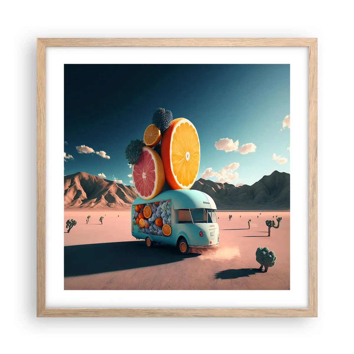 Affiche dans un chêne clair - Poster - Le goût des vacances - 50x50 cm