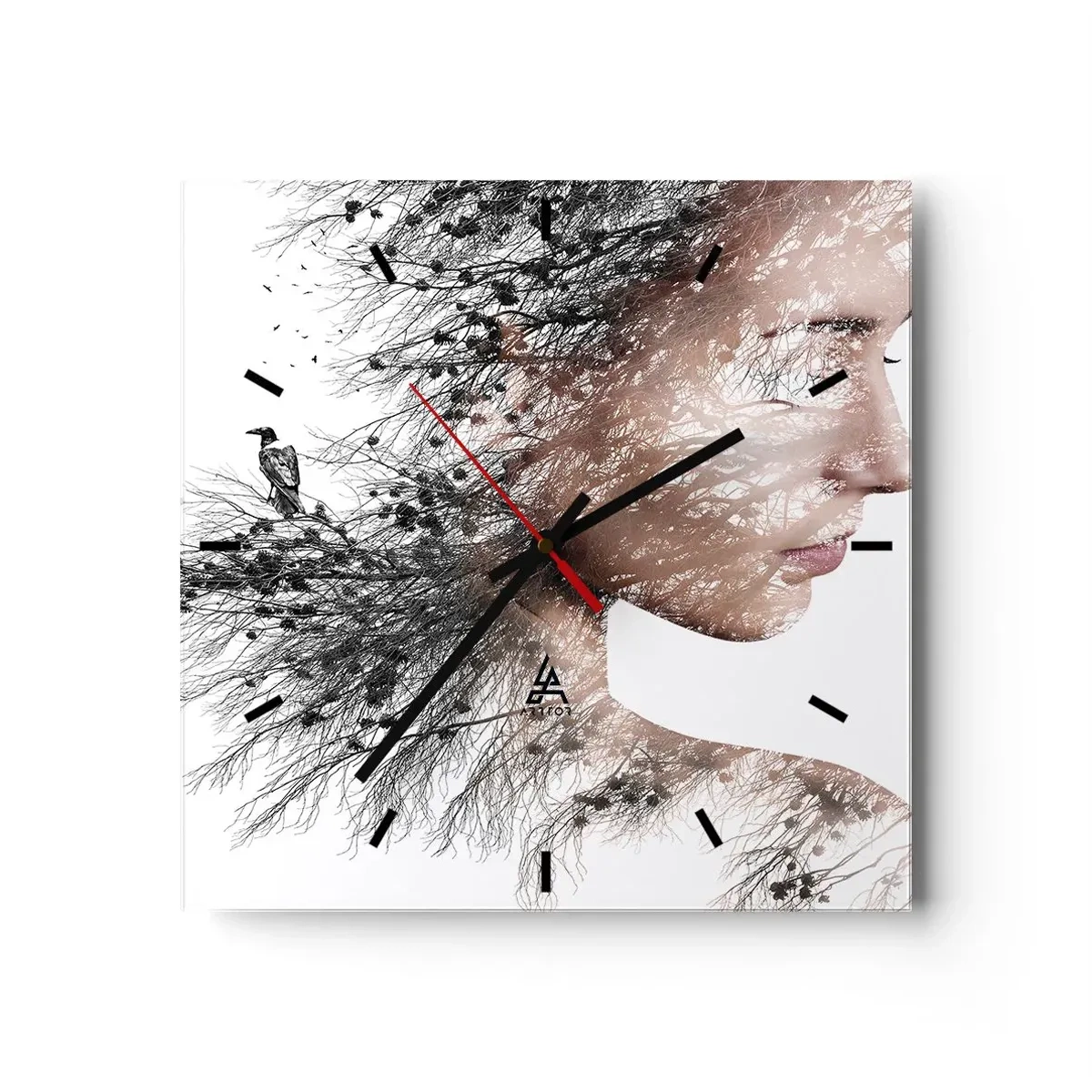 Horloge murale - Pendule murale - L'âme de la forêt - 40x40 cm