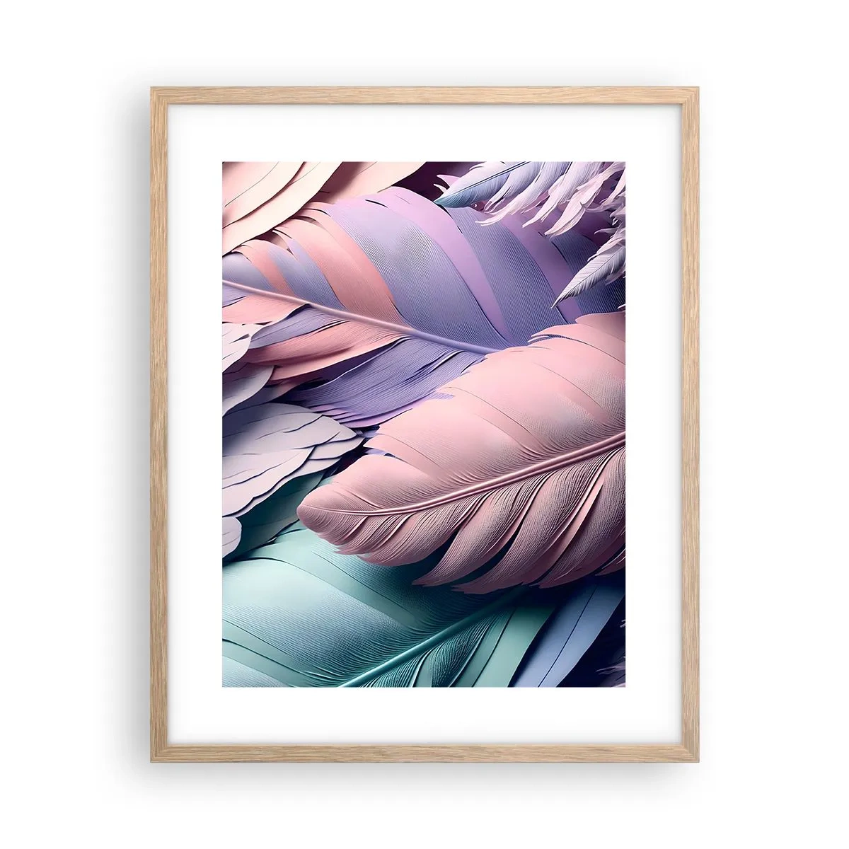 Affiche dans un chêne clair - Poster - Oiseau chic - 40x50 cm