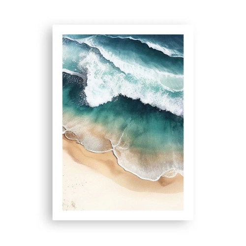 Affiche - Poster - Les vagues de la mer s'écrasent sur la plage - 50x70cm - La rencontre éternelle - Décoration murale moderne pour le salon et la chambre ARTTOR