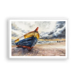 Affiche dans un cadre blanc - Poster - Repos sur le rivage - 91x61 cm