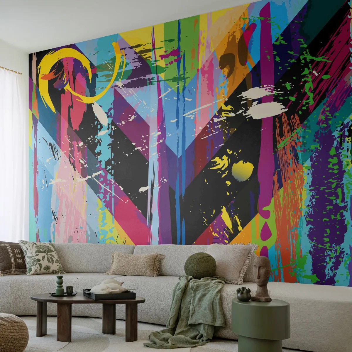 Papier Peint Autocollant Deluxe Sticker - De haut en bas - Abstraction, Morceau, Graphique - 300x210 cm