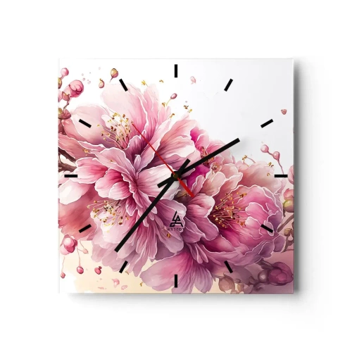 Horloge murale - Pendule murale - Fleur florissante de cerisier - 40x40 cm