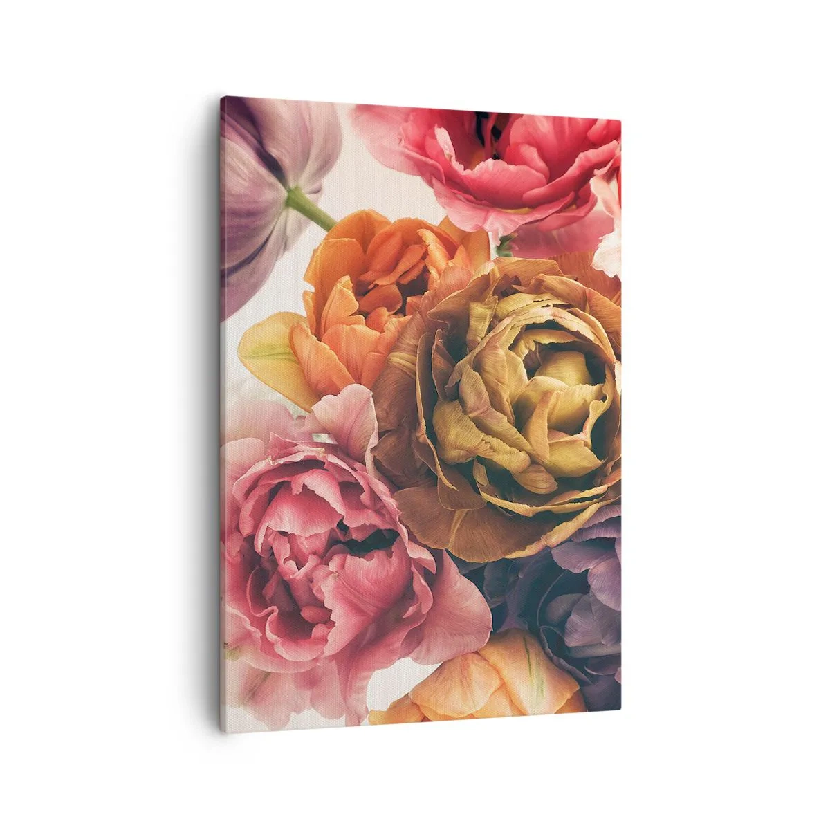 Impression sur toile - Image sur toile - Un bouquet de fleurs variées aux couleurs intenses - 50x70cm - La fête de la vie - Décoration murale moderne pour le salon et la chambre ARTTOR