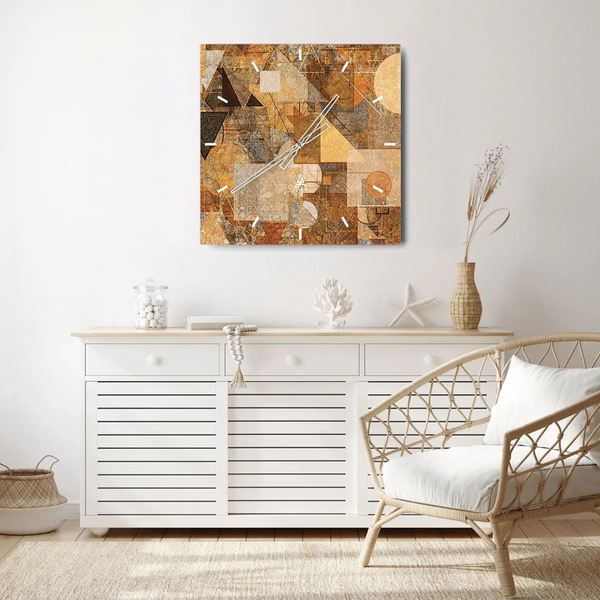 Horloge murale - Pendule murale - Étude cubique de marron - 40x40 cm