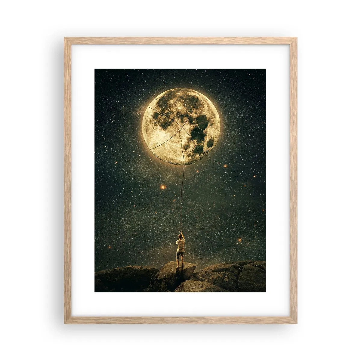Affiche dans un chêne clair - Poster - Celui qui a volé la lune - 40x50 cm