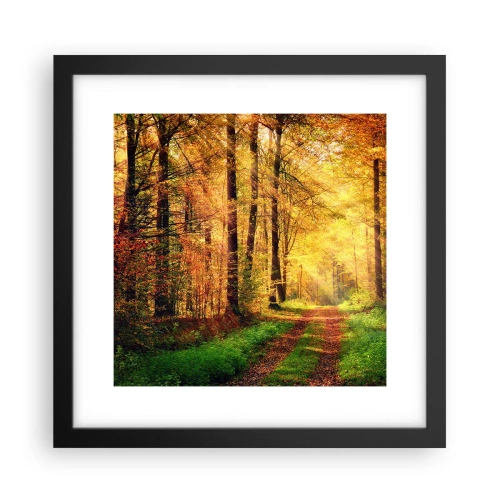 Affiche dans un cadre noir - Poster - Silence d'or en forêt - 30x30 cm