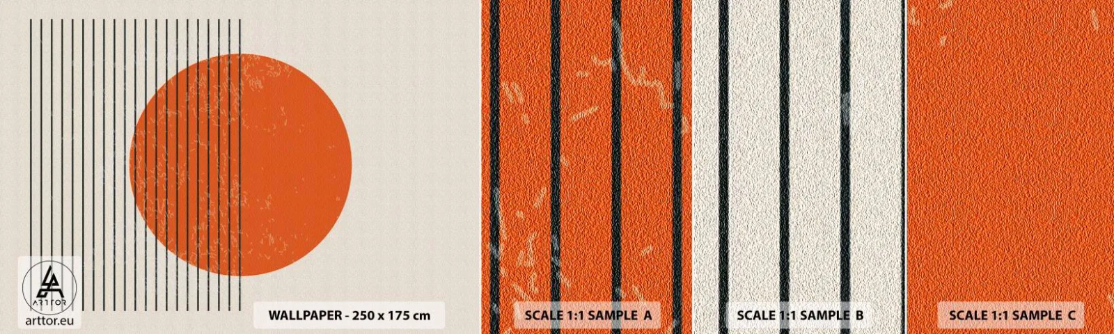 Échantillon De Papier Peint Standard Eco - Toujours le soleil - Soleil, Minimaliste, Lignes - 100x30 cm