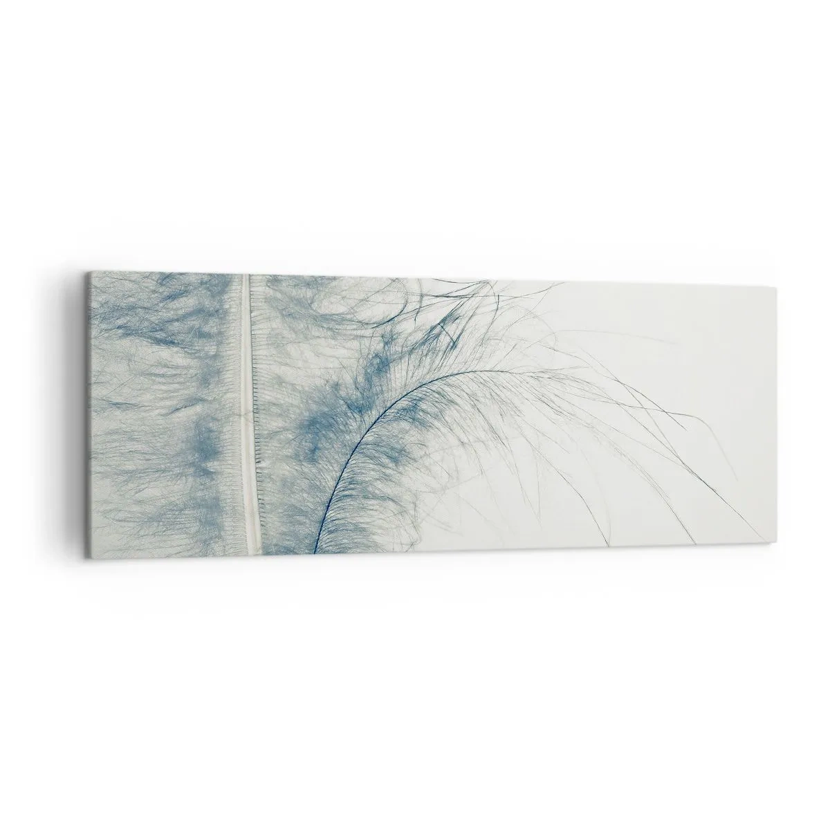 Impression sur toile - Image sur toile - Une plume délicate aux tons pastel sur fond clair - 140x50cm - Les sept natures - Décoration murale moderne pour le salon et la chambre ARTTOR