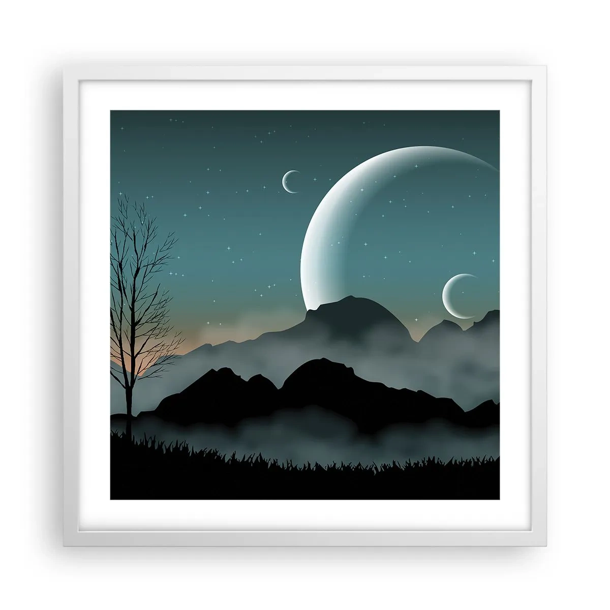 Affiche dans un cadre blanc - Poster - Carnaval de la nuit étoilée - 50x50 cm