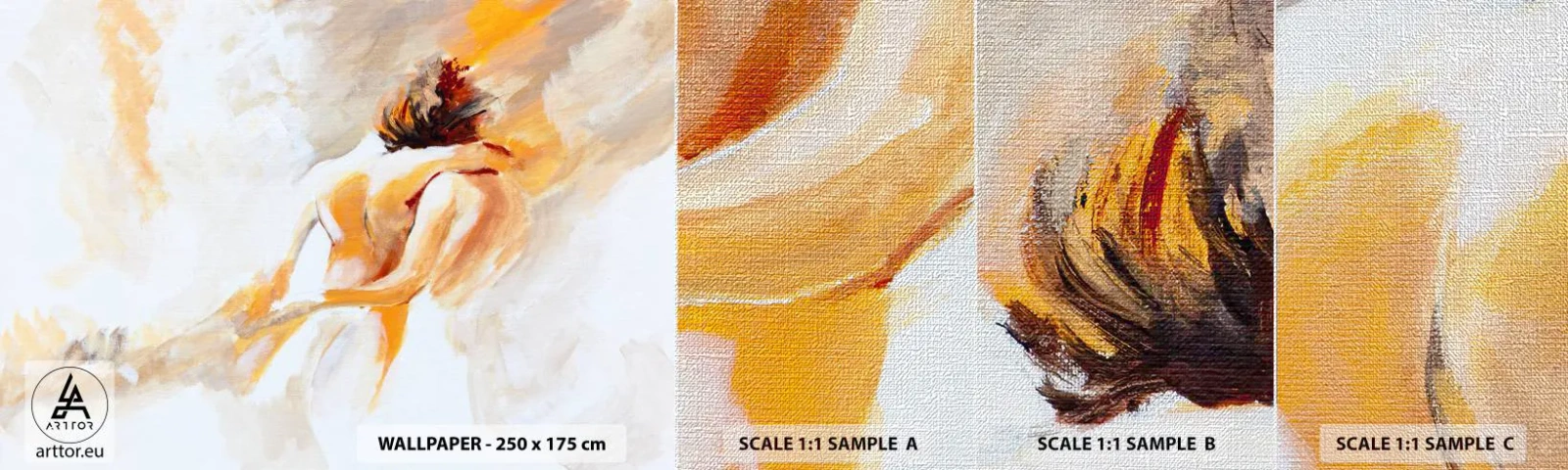 Échantillon de Papier Peint Premium Canvas - Proximité dans le ciel - Morceau, Couple amoureux, Amour - 100x30 cm