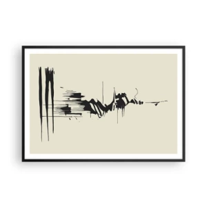 Affiche dans un cadre noir - Poster - Abstraction minimaliste avec des lignes noires sur un fond clair - 100x70cm - Abstraction hâtive - Décoration murale moderne pour le salon et la chambre ARTTOR