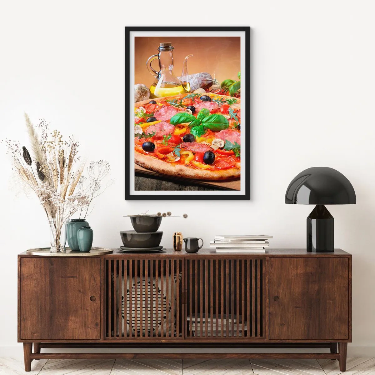 Affiche dans un cadre noir - Poster - Avec une vraie saveur italienne - 70x100 cm