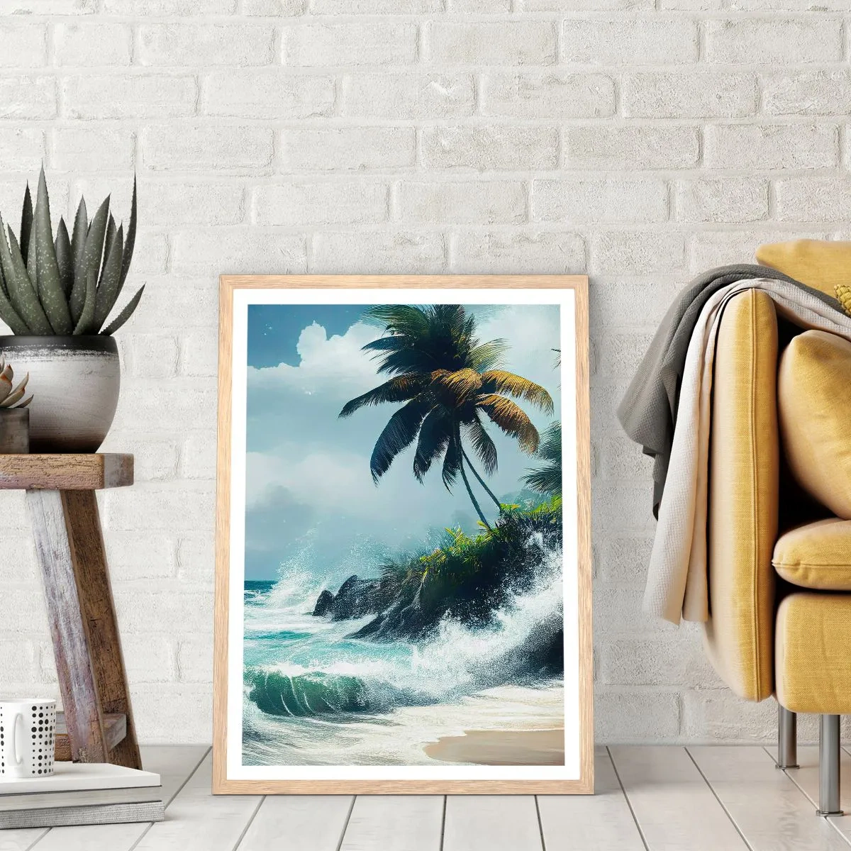 Affiche dans un chêne clair - Poster - Sur une côte tropicale - 61x91 cm