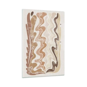 Impression sur verre - Image sur verre - Lignes abstraites ondulées dans des tons beiges - 80x120cm - Bonne énergie – bonnes émotions - Décoration murale moderne pour le salon et la chambre ARTTOR
