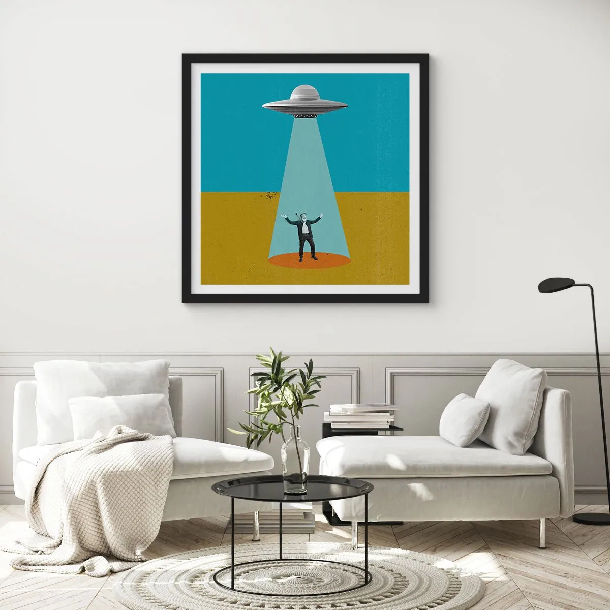 Affiche dans un cadre noir - Poster - Rencontre proche - 30x30 cm