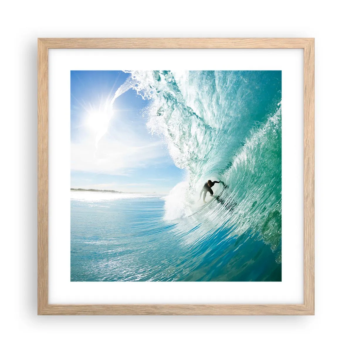 Affiche dans un chêne clair - Poster - Toujours sur la vague - 40x40 cm
