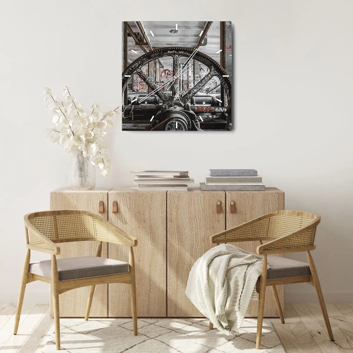 Horloge murale - Pendule murale - Vie secrète d'une usine - 40x40 cm