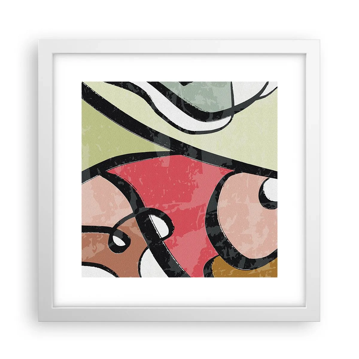 Affiche dans un cadre blanc - Poster - Pirouettes parmi les couleurs - 30x30 cm