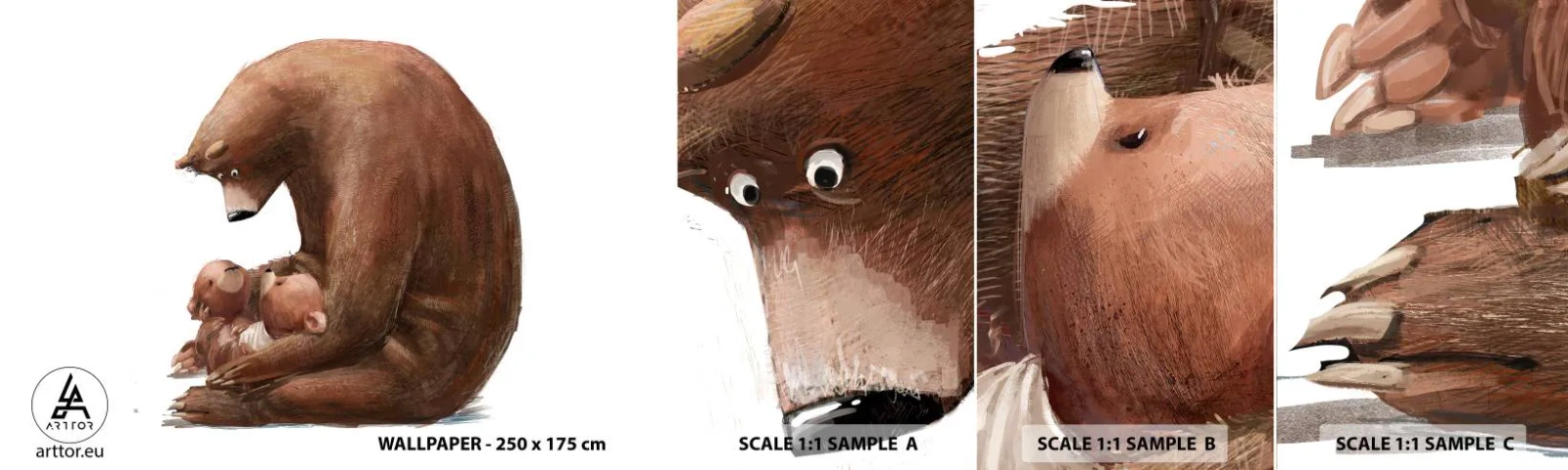 Échantillon De Papier Peint Standard Eco - Faites de beaux rêves les enfants - Pour les enfants, Ours, Famille - 100x30 cm