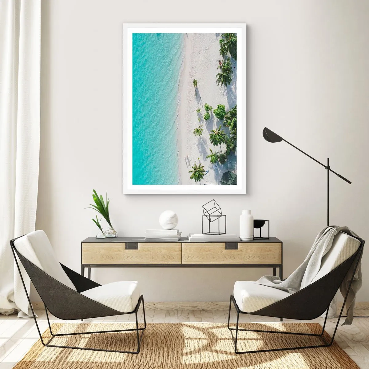 Affiche dans un cadre blanc - Poster - Vacances au paradis - 70x100 cm