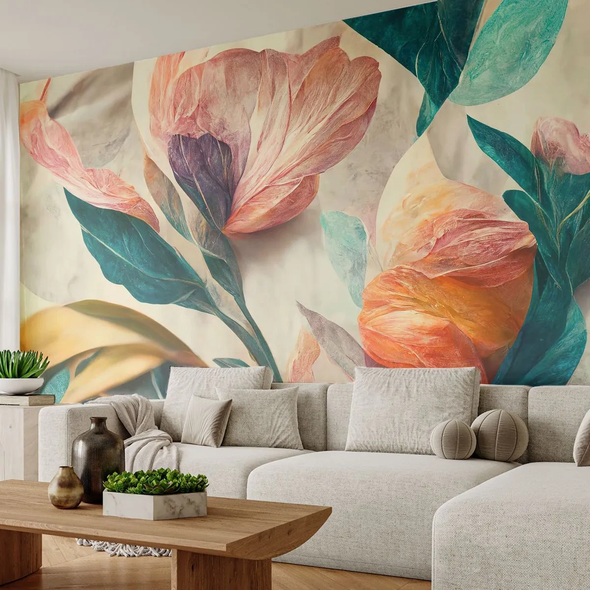 Papier Peint Photo Premium Sand - Des fleurs exotiques aux couleurs vibrantes et un décor tropical - 100x70cm - Fleurs des îles du sud - Décoration murale moderne pour le salon et la chambre ARTTOR