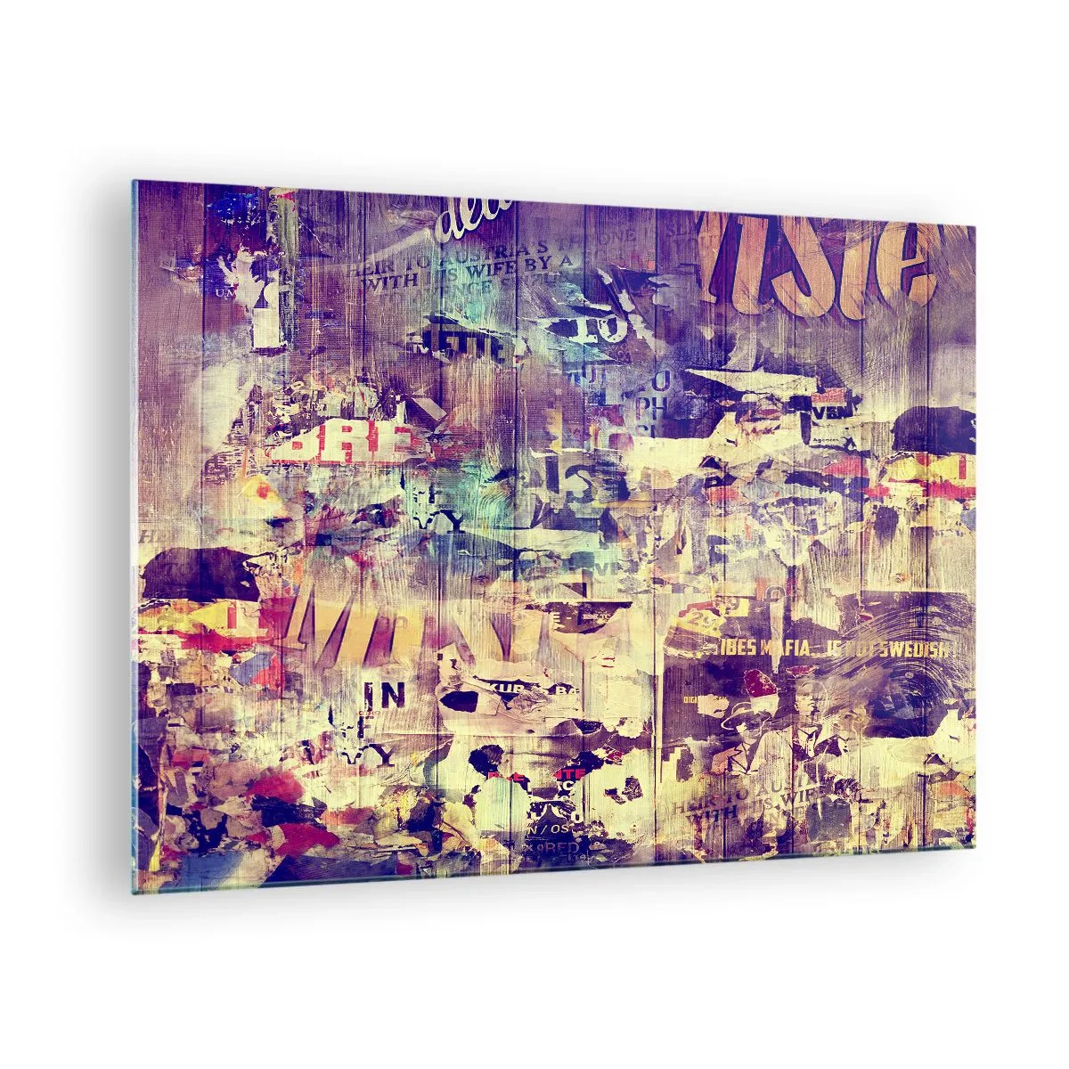 Impression sur verre - Image sur verre - Composition abstraite avec des textures urbaines et des graffitis - 70x50cm - Et c'est tout ce qu'il y a à faire - Décoration murale moderne pour le salon et la chambre ARTTOR