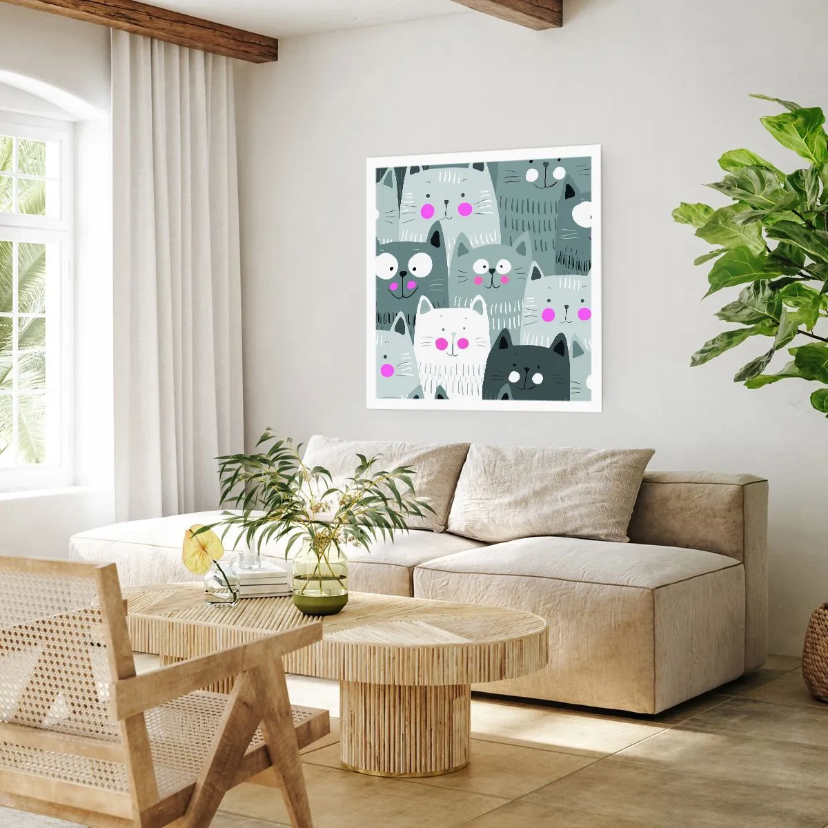 Affiche - Poster - Le monde des chats - 60x60 cm