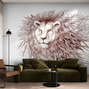 Papier Peint Photo Premium Canvas - Un souverain fougueux - Animaux, Lion, Abstraction - 150x105 cm