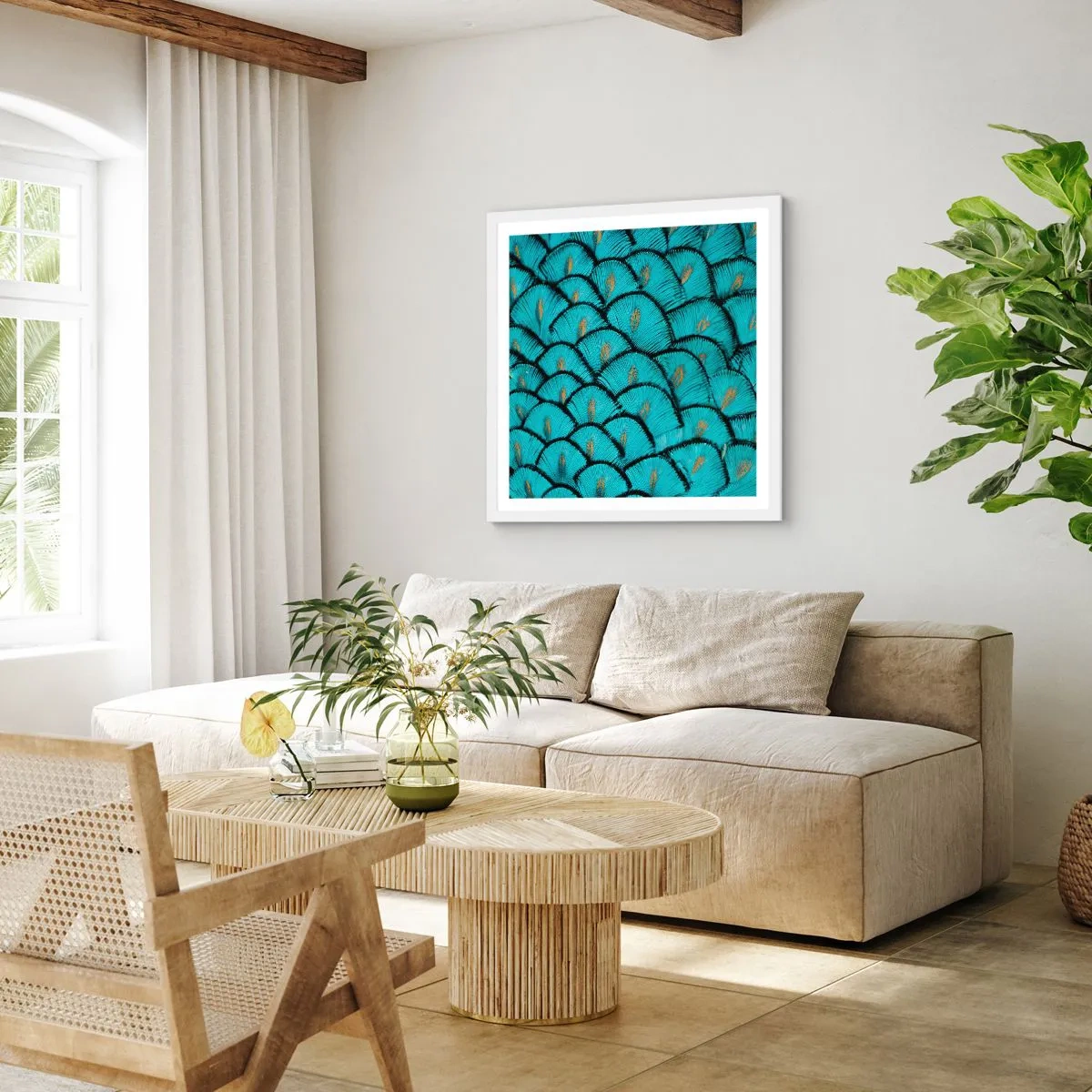 Affiche dans un cadre blanc - Poster - Le grand gala des plumes - 60x60 cm