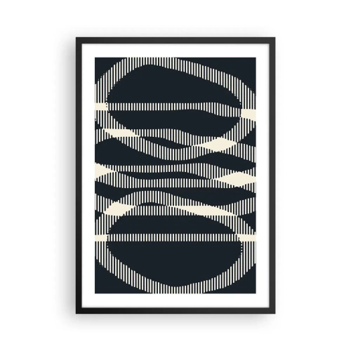 Affiche dans un cadre noir - Poster - Motif géométrique abstrait dans les tons de noir et blanc - 50x70cm - Une tentative de briser l'obscurité - Décoration murale moderne pour le salon et la chambre ARTTOR