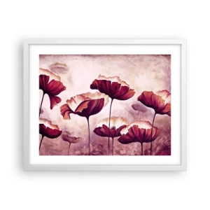 Affiche dans un cadre blanc - Poster - Pétale rouge et blanc - 50x40 cm