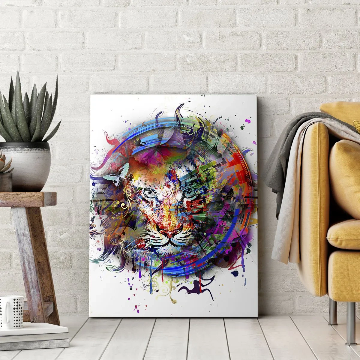 Impression sur toile - Image sur toile - Il se cache derrière un voile arc-en-ciel - 55x100 cm