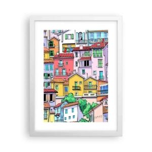 Affiche dans un cadre blanc - Poster - Ville joyeuse - 30x40 cm