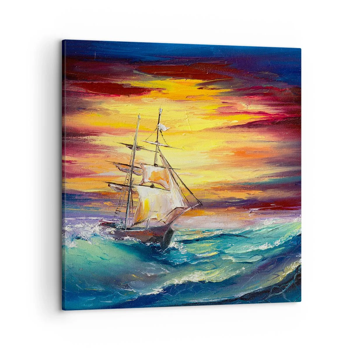 Impression sur toile - Image sur toile - Courageusement sous les vagues - 50x50 cm