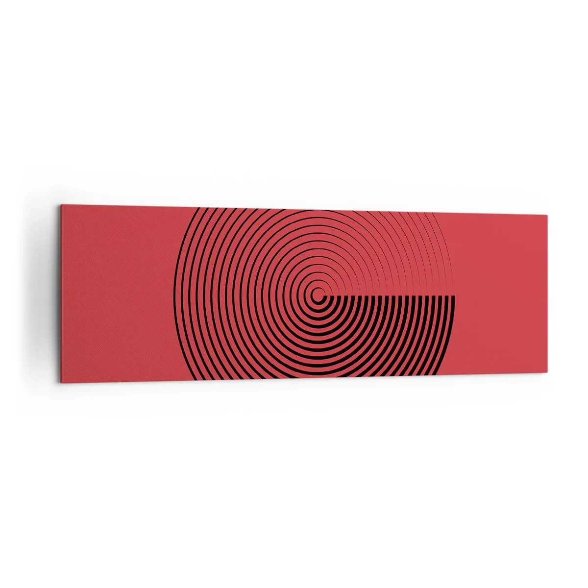 Impression sur toile - Image sur toile - Cercles concentriques sur fond rouge - 160x50cm - Mouvement circulaire - Décoration murale moderne pour le salon et la chambre ARTTOR
