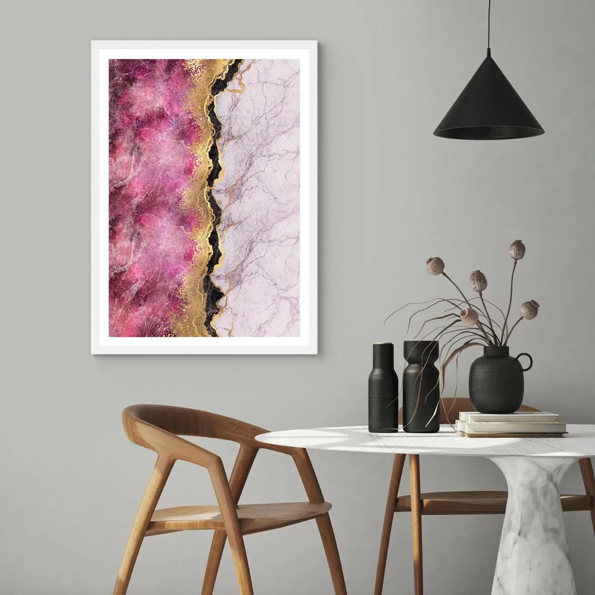 Affiche dans un cadre blanc - Poster - À la frontière - 70x100 cm