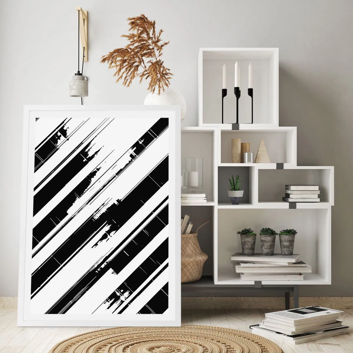 Affiche dans un cadre blanc - Poster - Une composition intense et dynamique - 50x70 cm